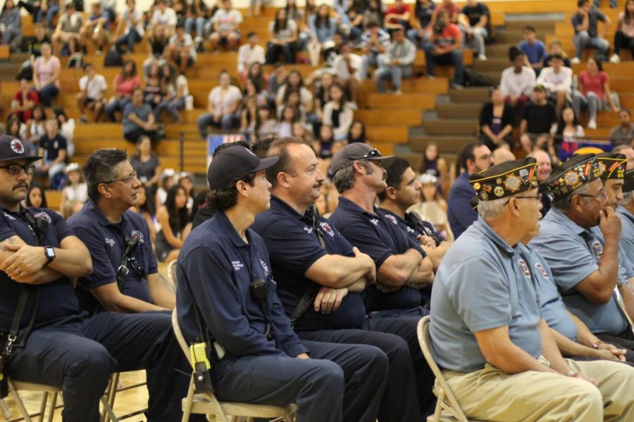PHOTO BY JAZMINE PRIETO
First responders listen to address given by Ret. Col. Leonard Wells speak on September 11. 
