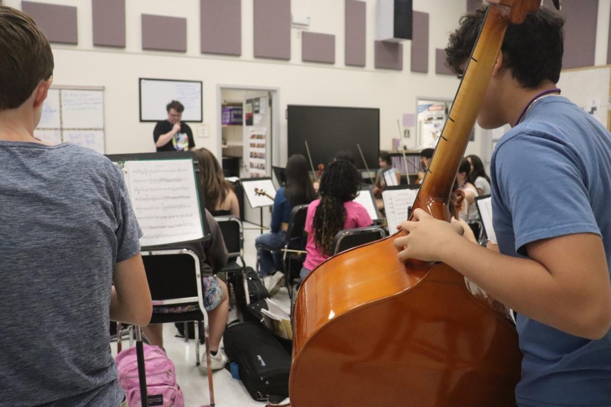 Members of the orchestra rehearse their music during class on Thursday, Sept. 12, 2024.