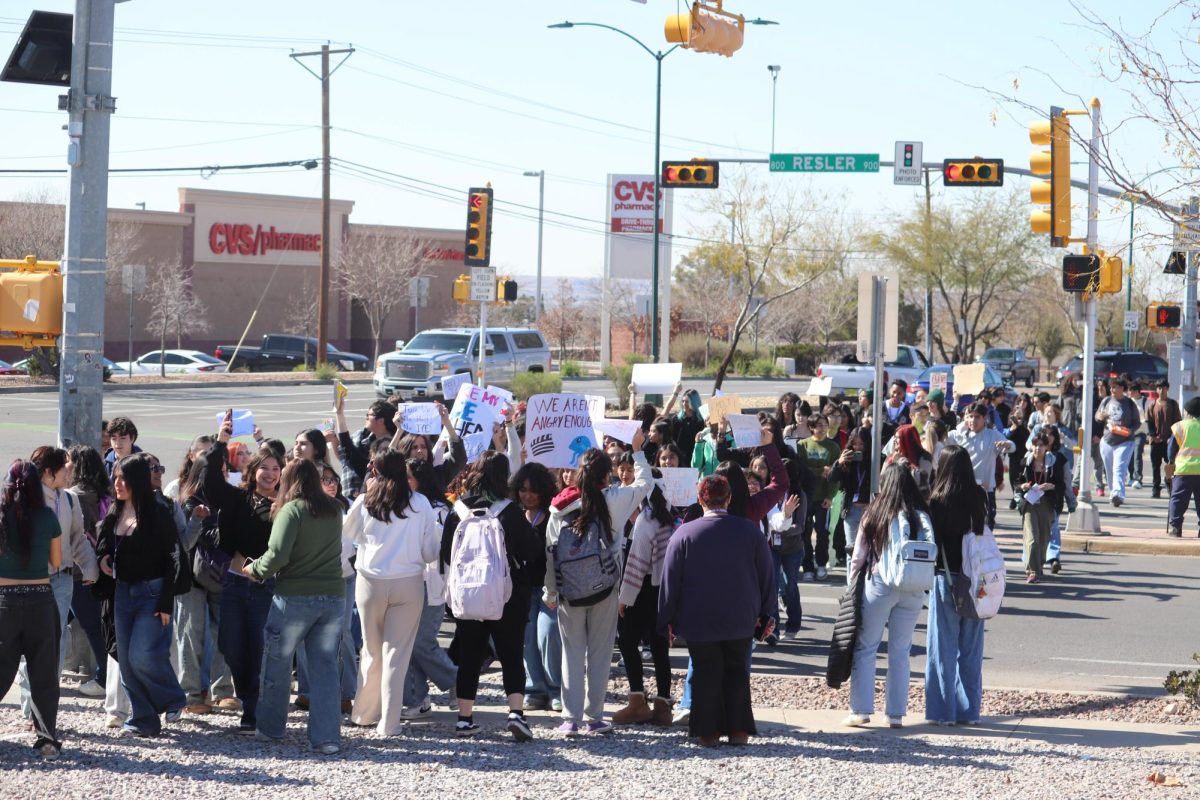 Students walk out on Jan. 30 to protest Immigration and Customs Enforcement. 